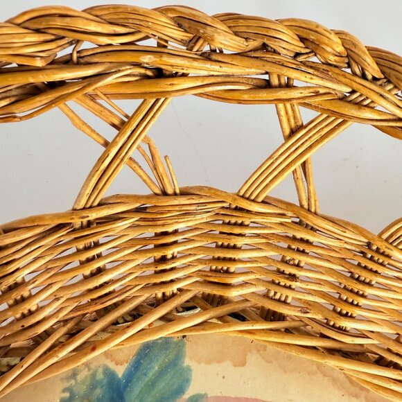 Mexican Tropical Bird Wicker Tray Folk Art Decorative Artisan Hand Painted VTG - Picture 15 of 16